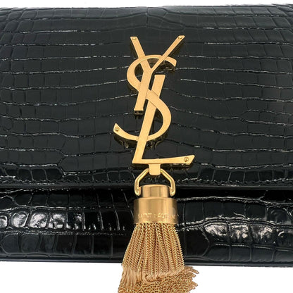 SAINT LAURENT Medium Kate Tassel In Crocodile Embossed Leather