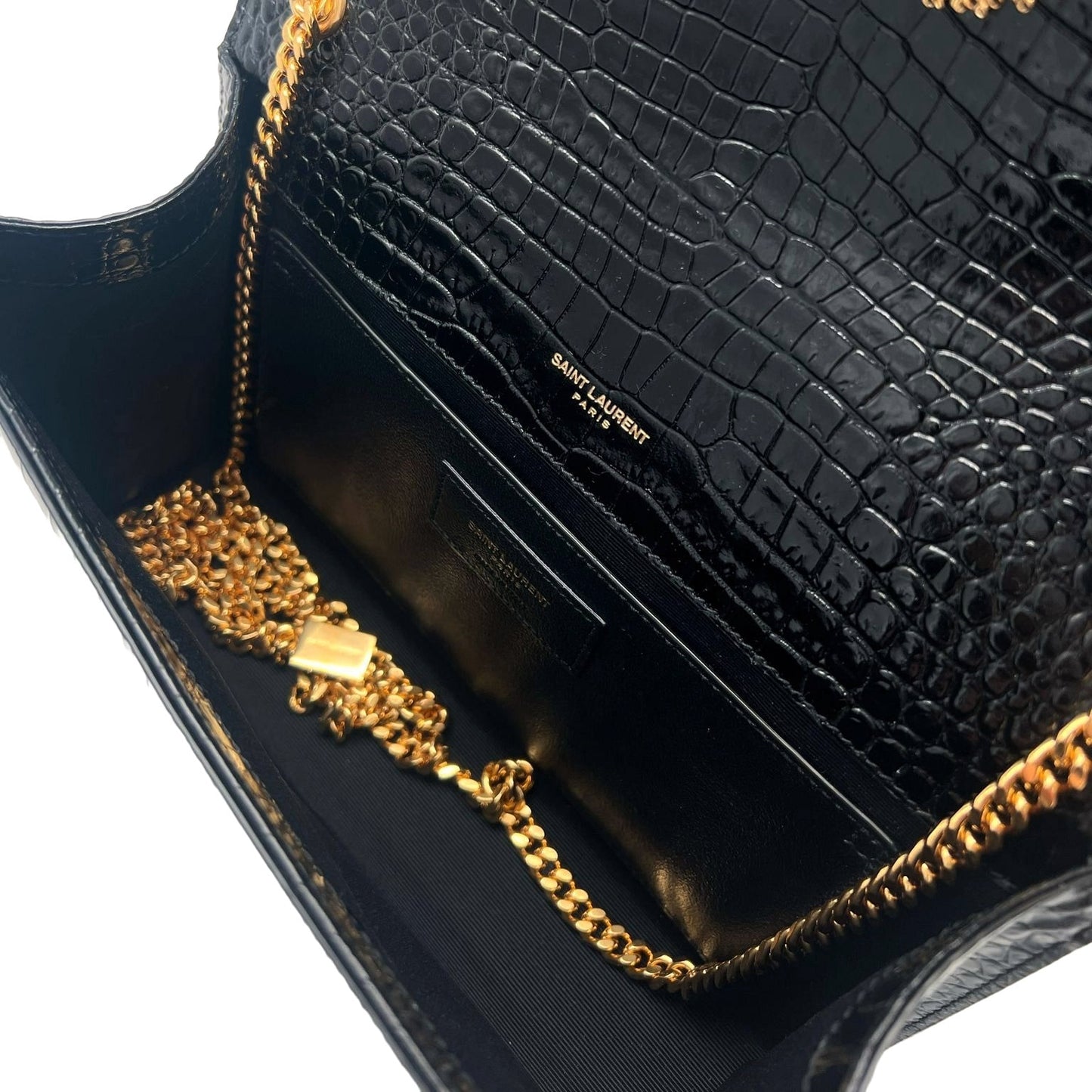 SAINT LAURENT Medium Kate Tassel In Crocodile Embossed Leather