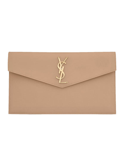 SAINT LAURENT Uptown Pouch in Grain de Poudre Embossed Leather